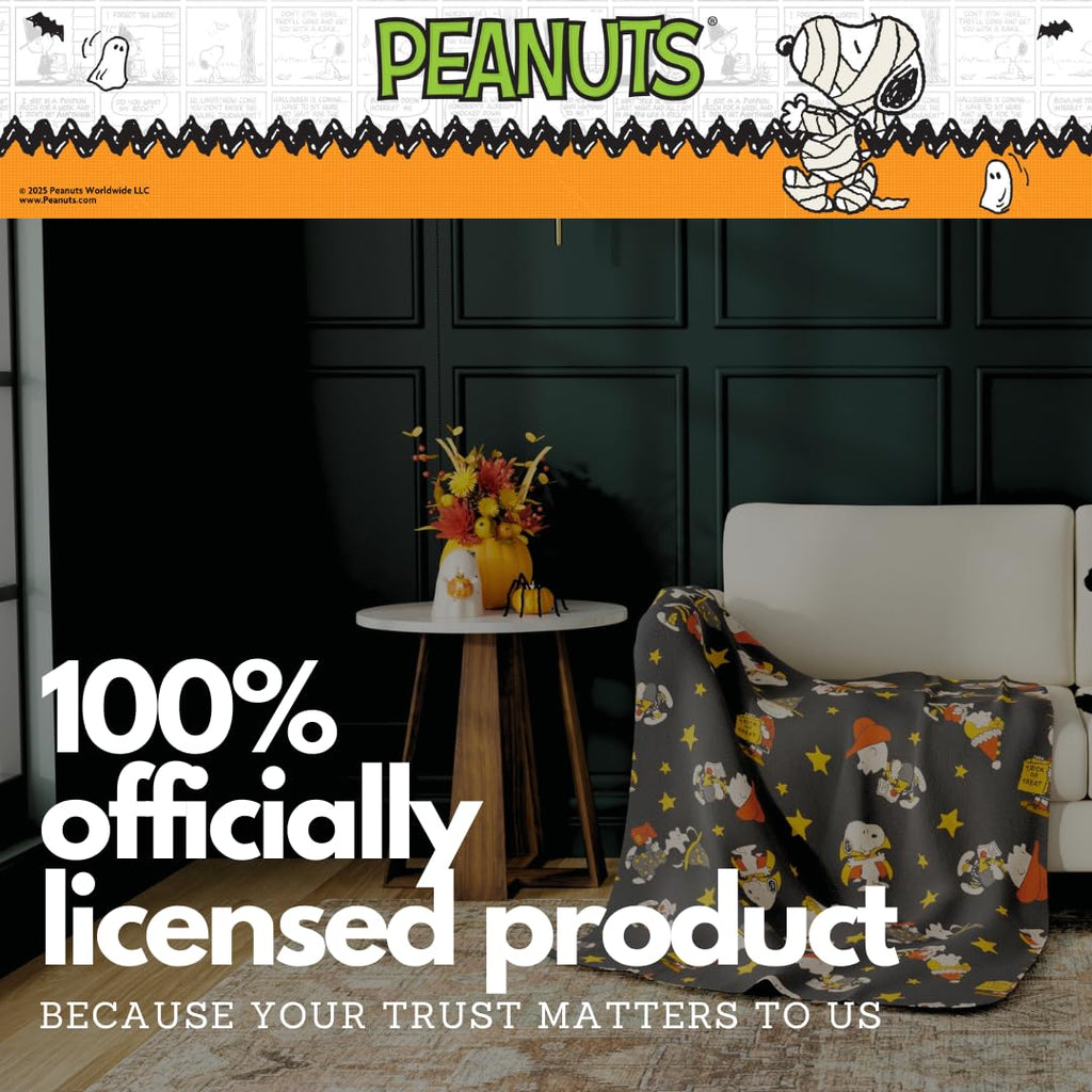 Franco Collectibles Peanuts Halloween Bedding Super Soft Cozy Plush Throw, 46 in x 60 in, (Officially Licensed Product)