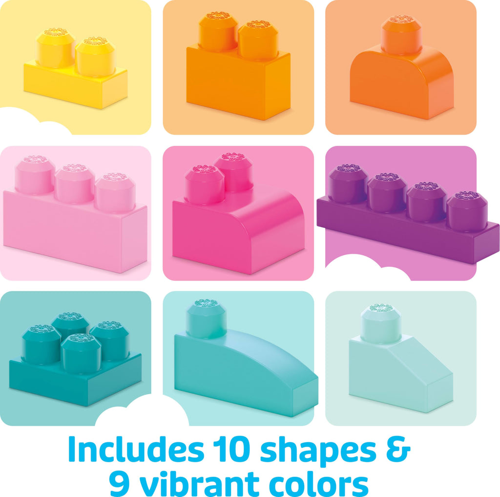 MEGA BLOKS First Builders Toddler Blocks Toys Set, Big Building Bag Collection with 80 Pieces and Storage, Pink, Ages 1+ Years 🍁 All In One Marketplace Canada