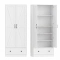 72 Inch Tall Kitchen Pantry Cabinet Farmhouse Wooden Cupboard with 2 Doors-White