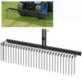 72 inches Pine Straw Rake with 30 Metal Coil Tines for Grass-Black