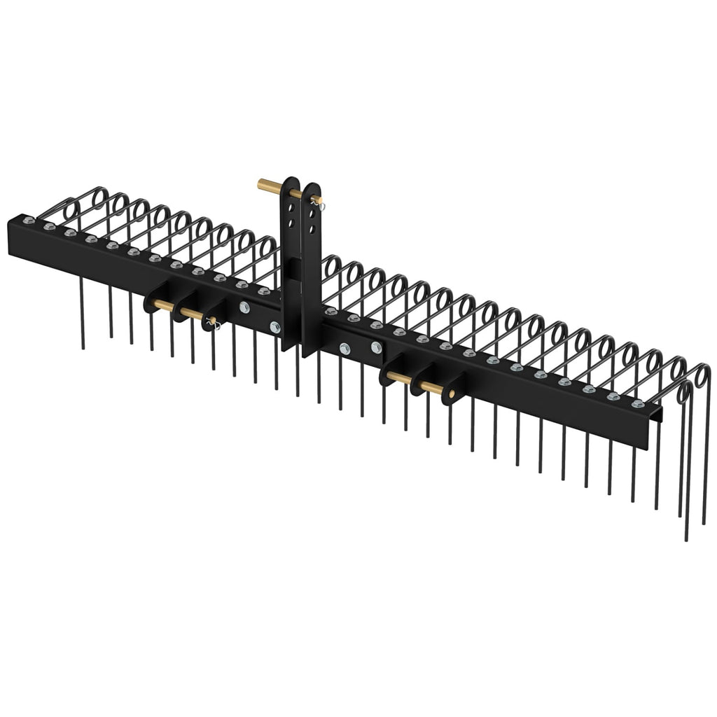 72 inches Pine Straw Rake with 30 Metal Coil Tines for Grass-Black