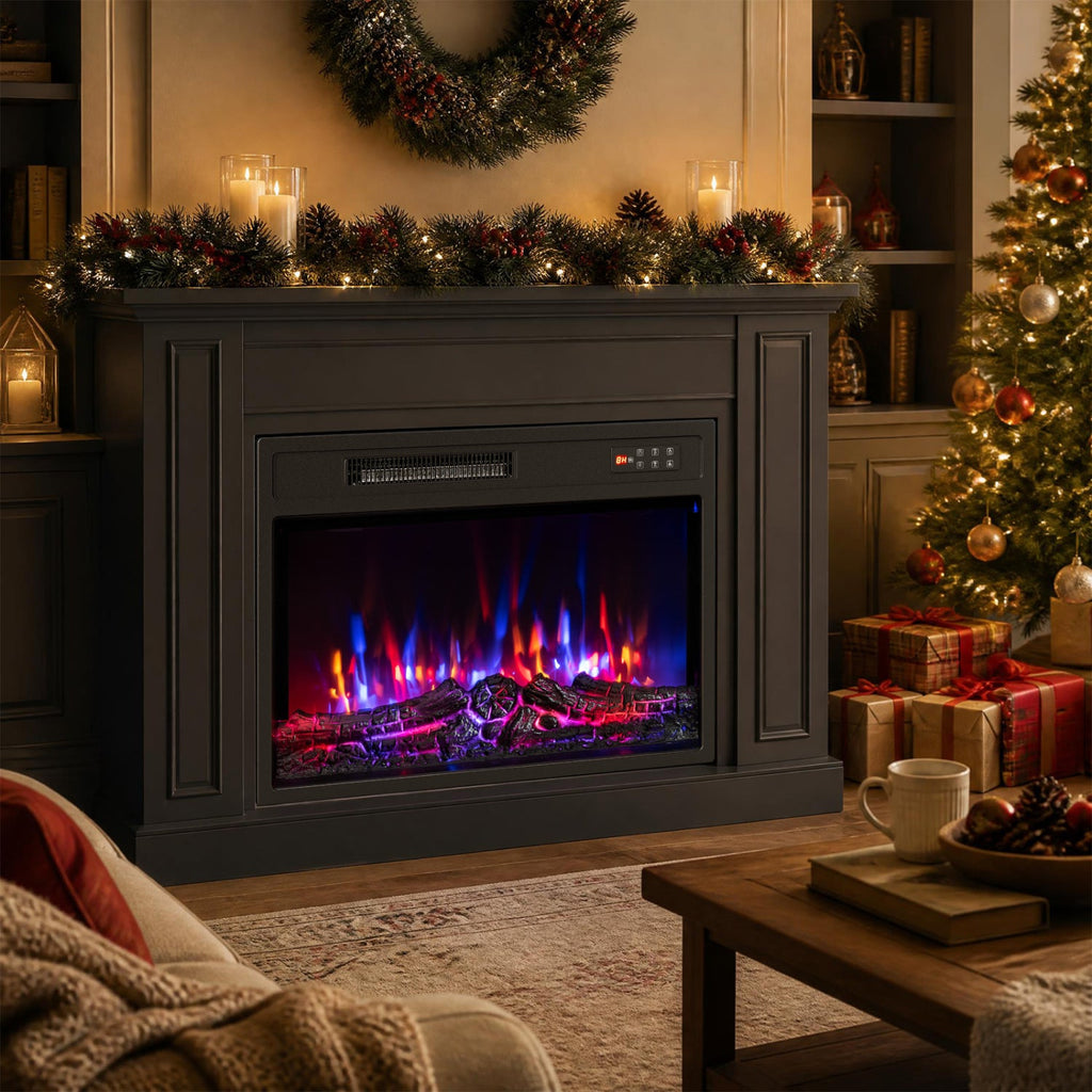 750/1500W Electric Fireplace Insert with Low Noise and Remote Control-23 inches