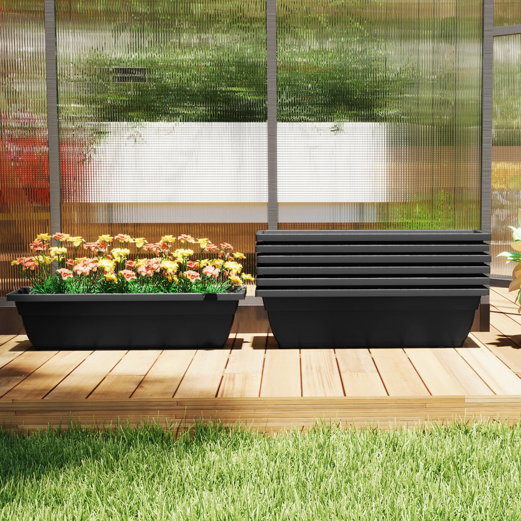 Black Rectangular Window Box Planters — 7-Pack, 23.2 Inch