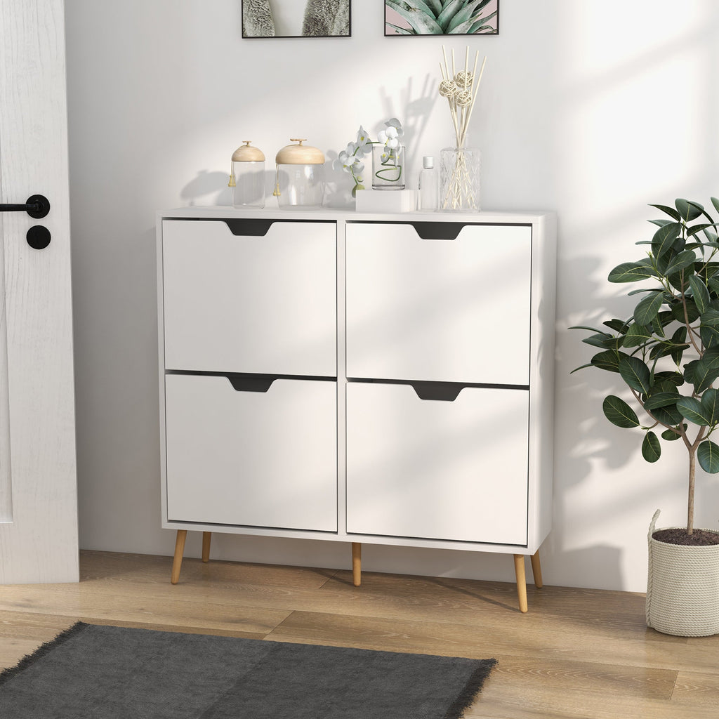 Shoe Storage Cabinet with 4 Flip Drawers and Adjustable Shelf, Shoe Cabinet for 8-16 Pairs of Shoes, Black
