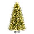 7.5 FT Pre-Lit Artificial Christmas Tree, Dual Layer TPE and PVC, 1449 Tips, 500 Warm White LEDs