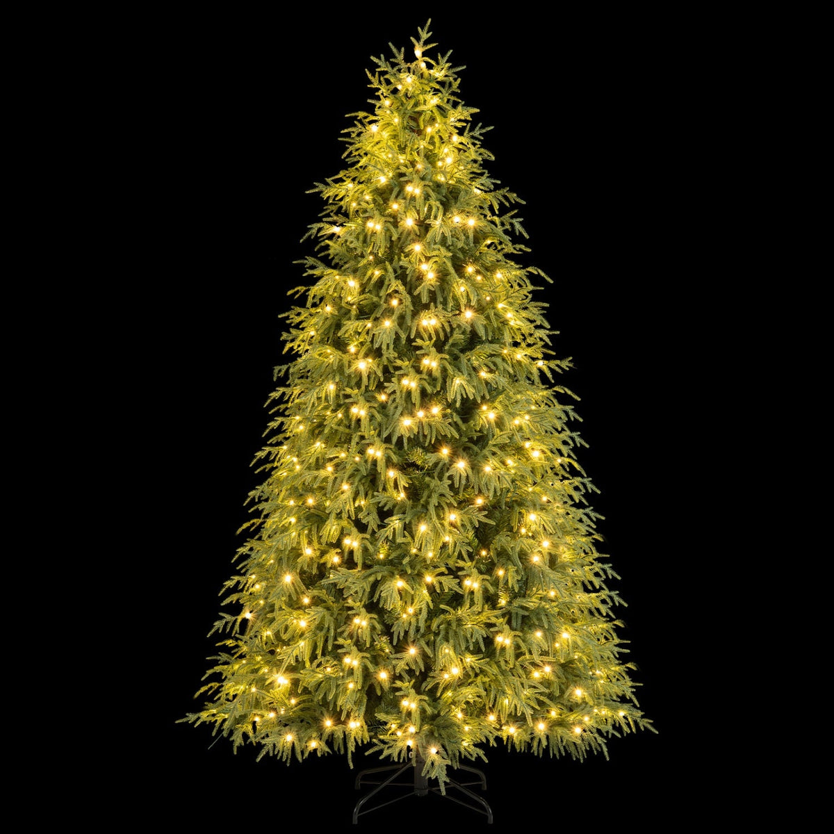 7.5 FT Pre-Lit Artificial Christmas Tree, Dual Layer TPE and PVC, 1449 Tips, 500 Warm White LEDs