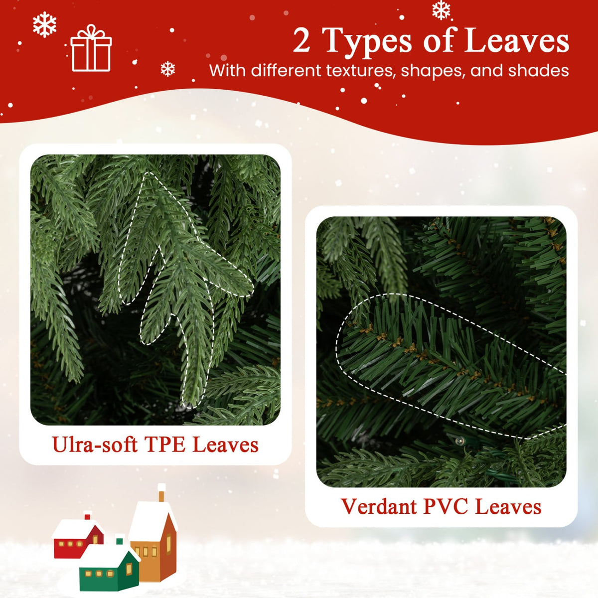 8 FT Pre-Lit Artificial Christmas Tree, Dual Layer TPE and PVC, 1470 Tips, 470 Warm White LEDs