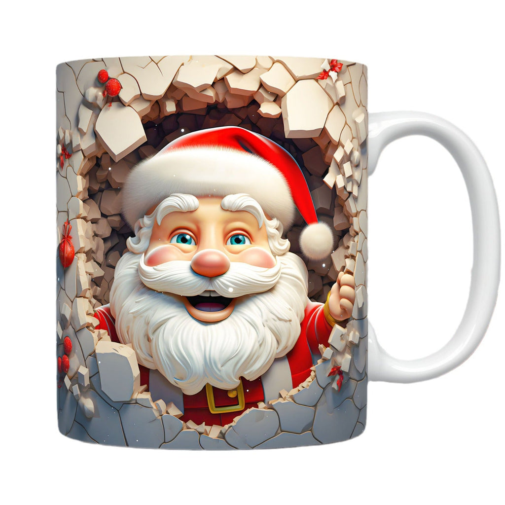 Creative 3D Christmas Ceramic Mug – Santa Claus Design