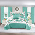 9-Piece Queen Quilted Bedspread & Curtain Set – Bedding Ensemble with Sheer Grommet Drapes (United States & Canada Delivery Only)