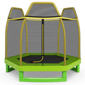 7FT Kids Trampoline with Safety Enclosure Net-Green