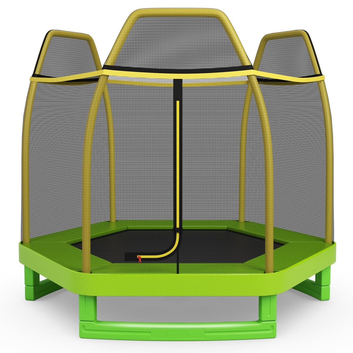 7FT Kids Trampoline with Safety Enclosure Net-Green