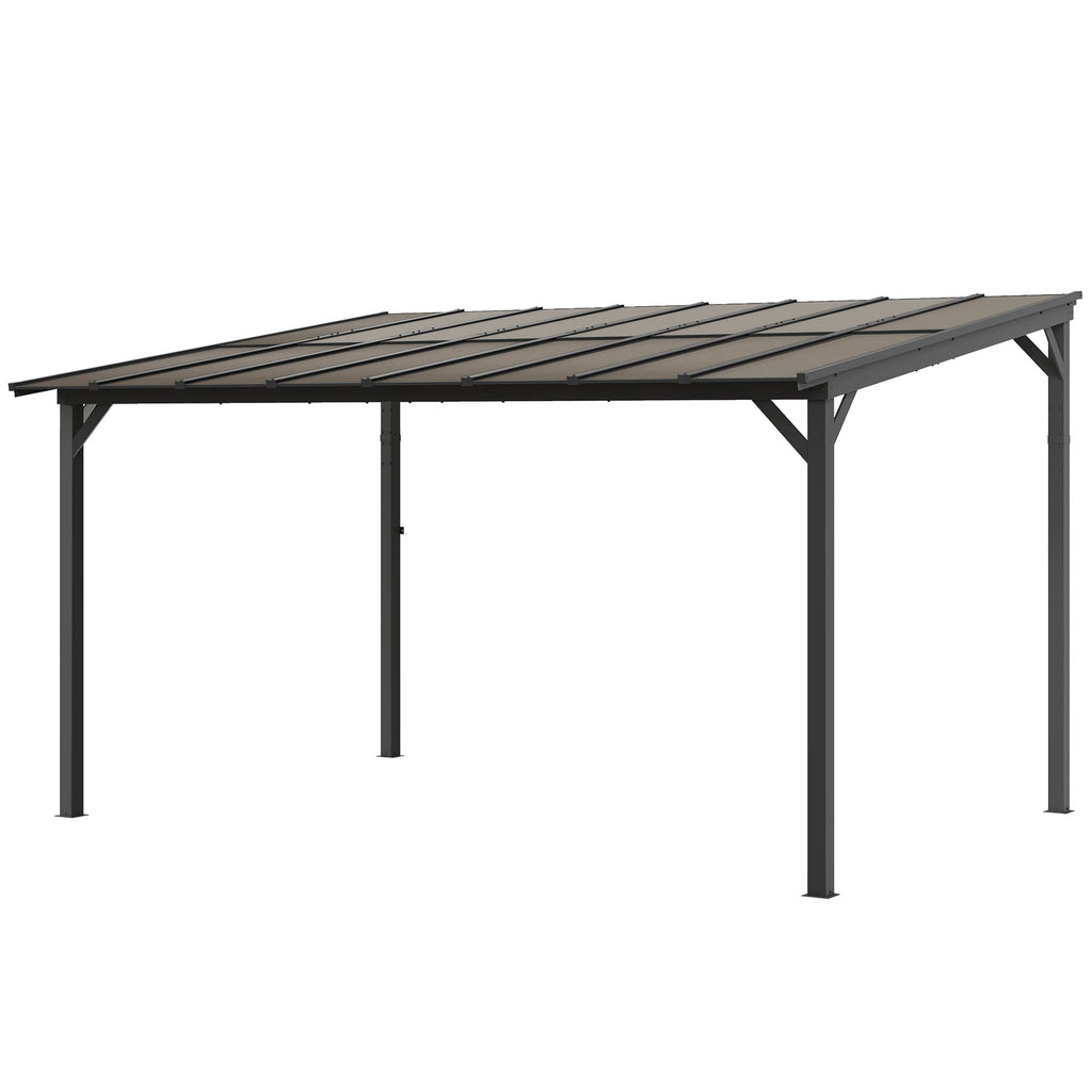 10' x 14' Hardtop Gazebo Wall-Mounted / Free Standing Outdoor Pergola with UPF 50+ & Waterproof Polycarbonate Roof