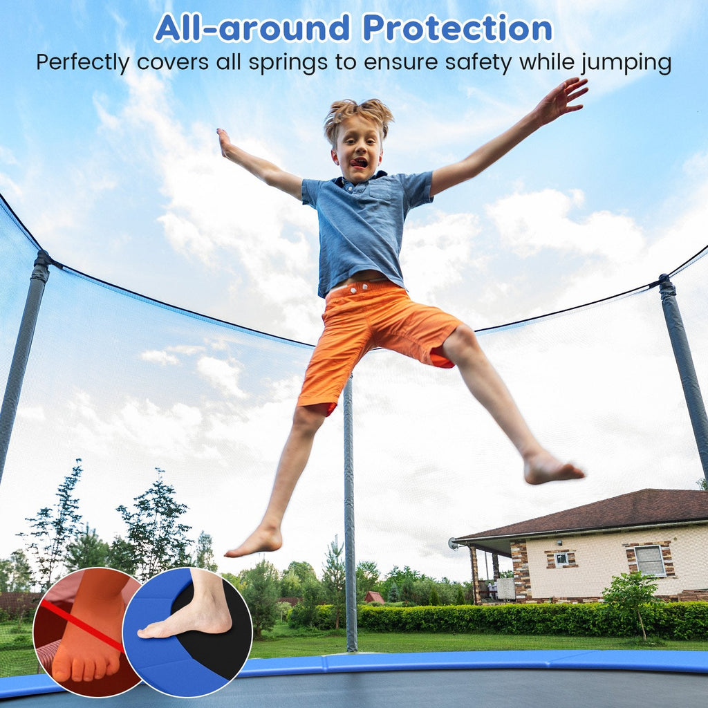 8-16 FT Trampoline Pad Replacement Safety Pad with Fixing Straps (Blue)-14ft