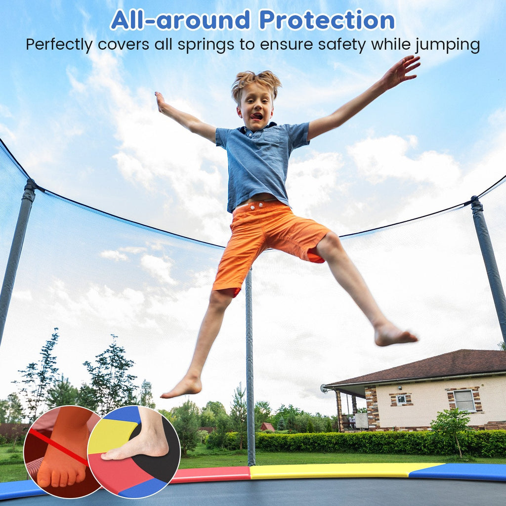8-16 FT Trampoline Pad Replacement Safety Pad with Fixing Straps (Multicolor)-14 ft
