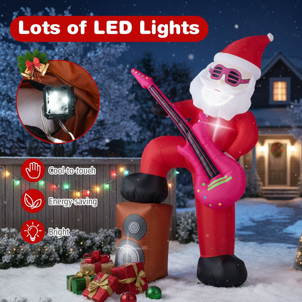 8.4 ft Inflatable Santa Claus with Sound-synced Light Effect and LED Lights