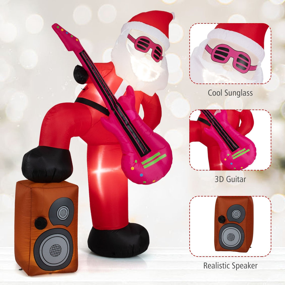 8.4 ft Inflatable Santa Claus with Sound-synced Light Effect and LED Lights