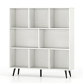 8-Cube Bookcase with 5 Tapered Metal Legs-White