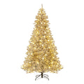 8 FT Silver Flocked Pre-Lit Christmas Tree, 1273 Tips, 81 Frosted Sphere Lights and Remote