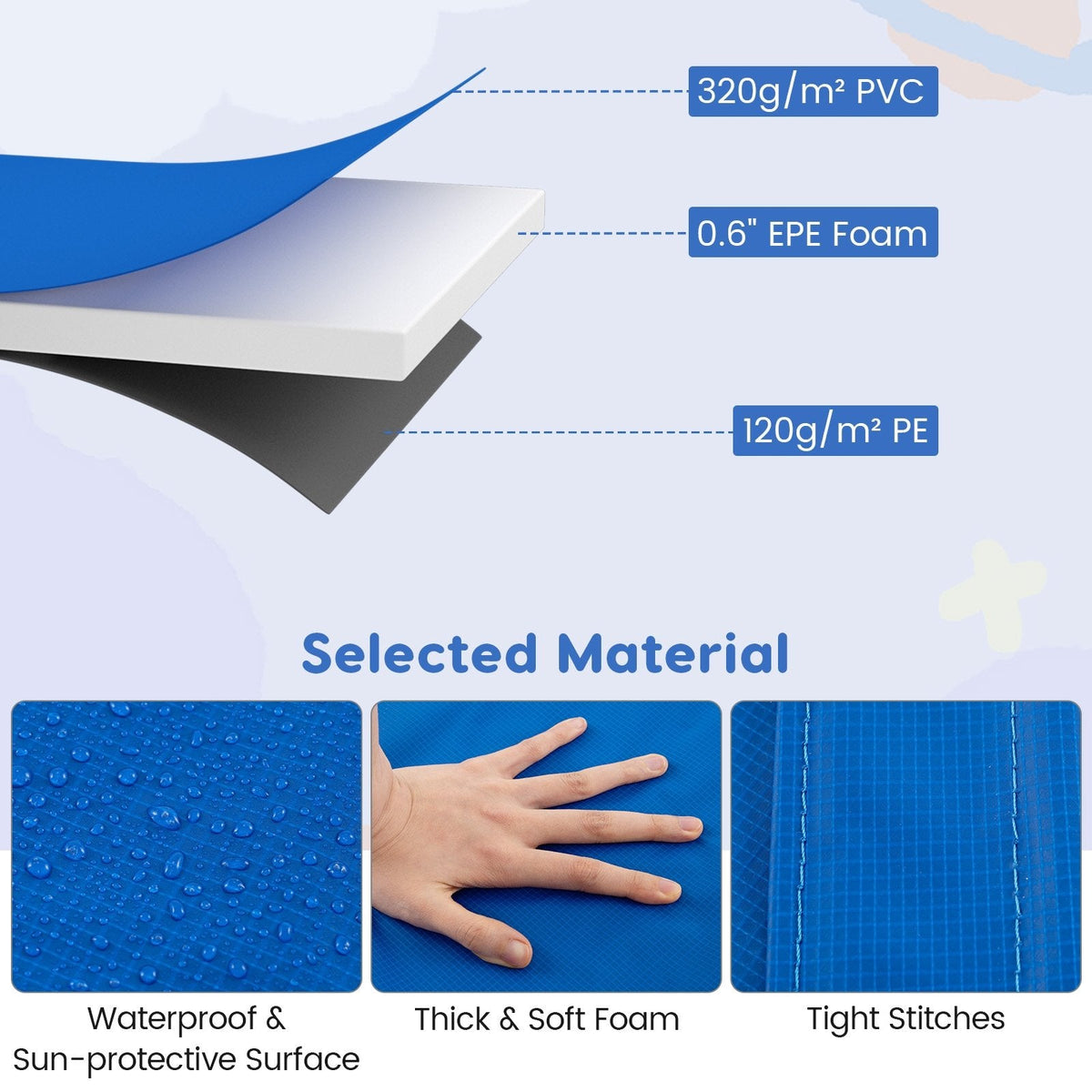 8 Feet Trampoline Pad Replacement Safety Pad with Fixing Straps (Multicolor)