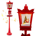 8 ft Musical Christmas Streetlight with Warm White LED Lights and Snowy Effects-RED
