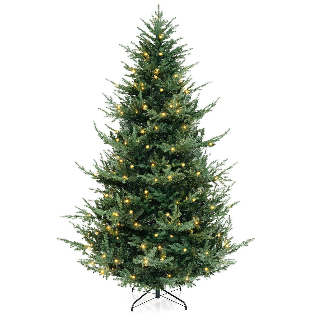 8 FT Pre-Lit Artificial Christmas Tree, 5.6 FT Wide, 1480 PVC and PE Tips, 450 LEDs, 8 Modes