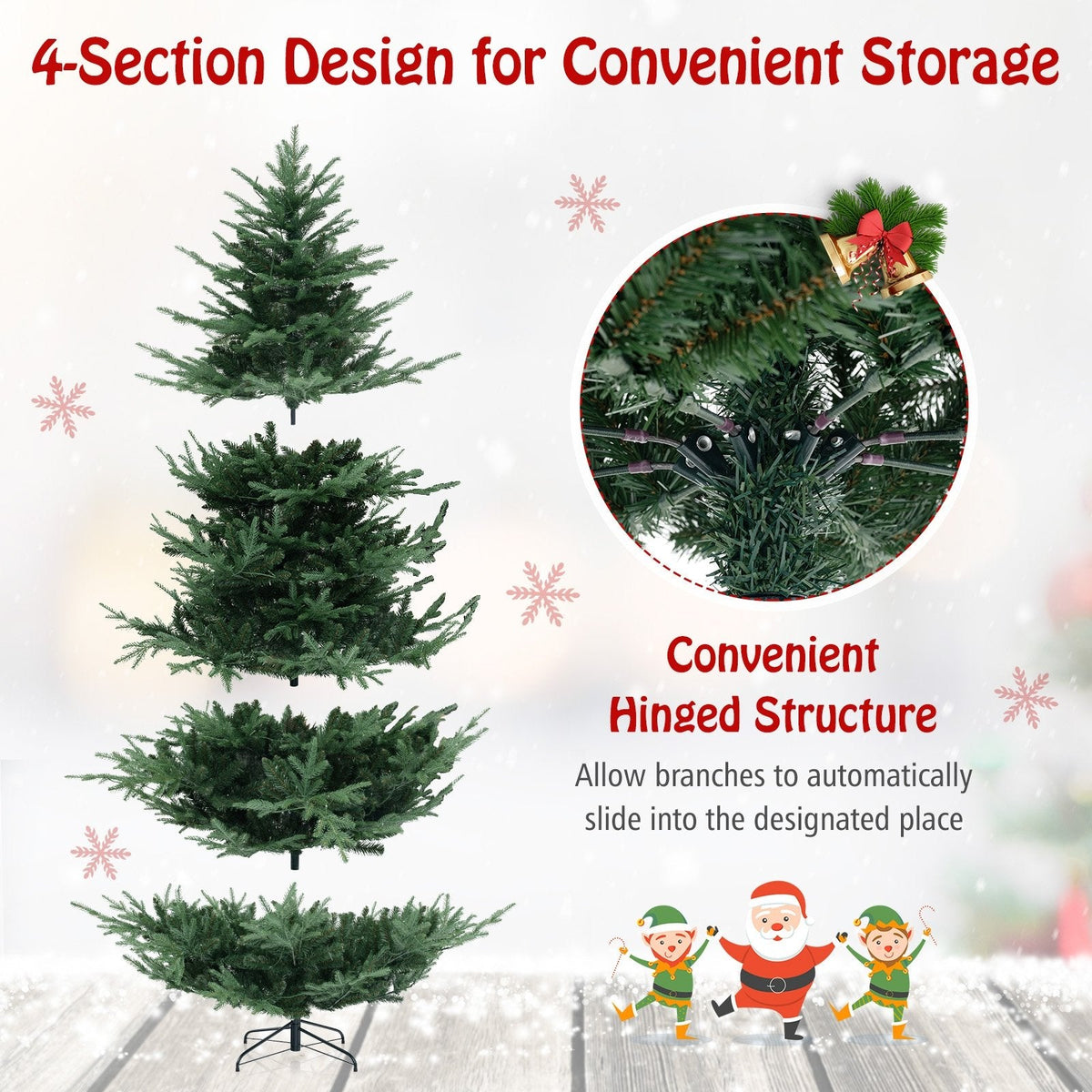 8 FT Pre-Lit Artificial Christmas Tree, 5.6 FT Wide, 1480 PVC and PE Tips, 450 LEDs, 8 Modes