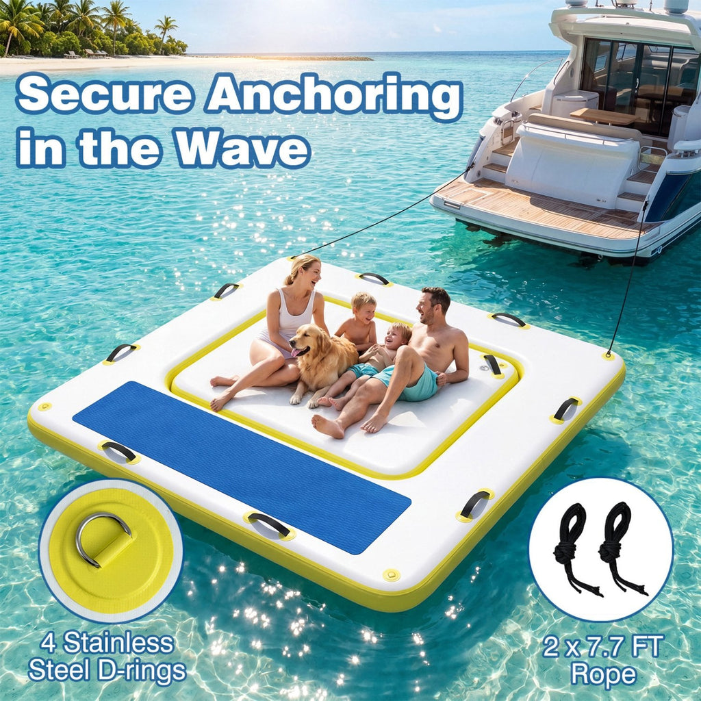 8 ft x 8 ft Inflatable Dock Platform with Mesh Swim Lounge