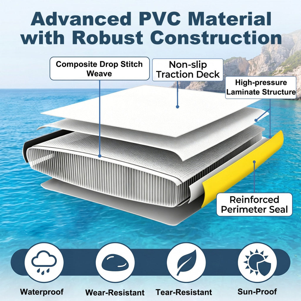 8 ft x 8 ft Inflatable Dock Platform with Mesh Swim Lounge