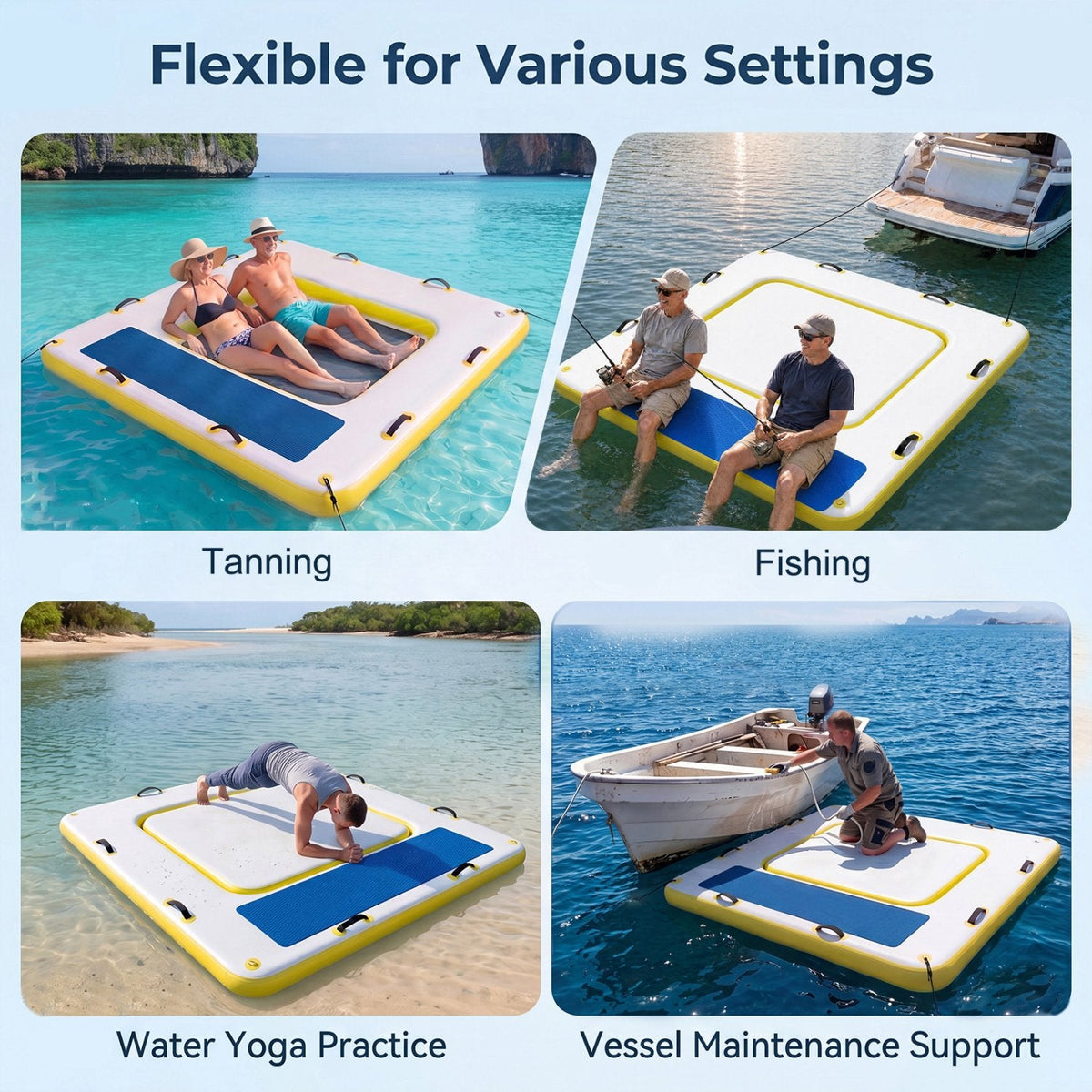 8 ft x 8 ft Inflatable Dock Platform with Mesh Swim Lounge