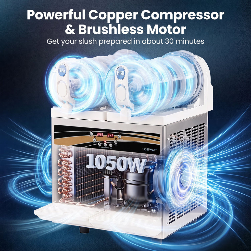 8 Gal Commercial Slushie Machine with LED Lights-Silver