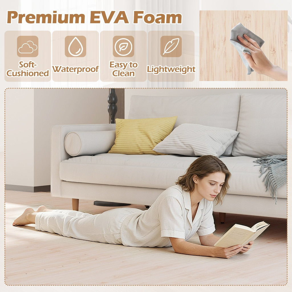 8 Pieces EVA Foam Floor Tiles with Wood Texture