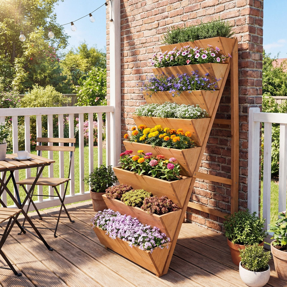 8-tier Vertical Raised Garden Bed Wood Elevated Planter Box with Legs-Orange