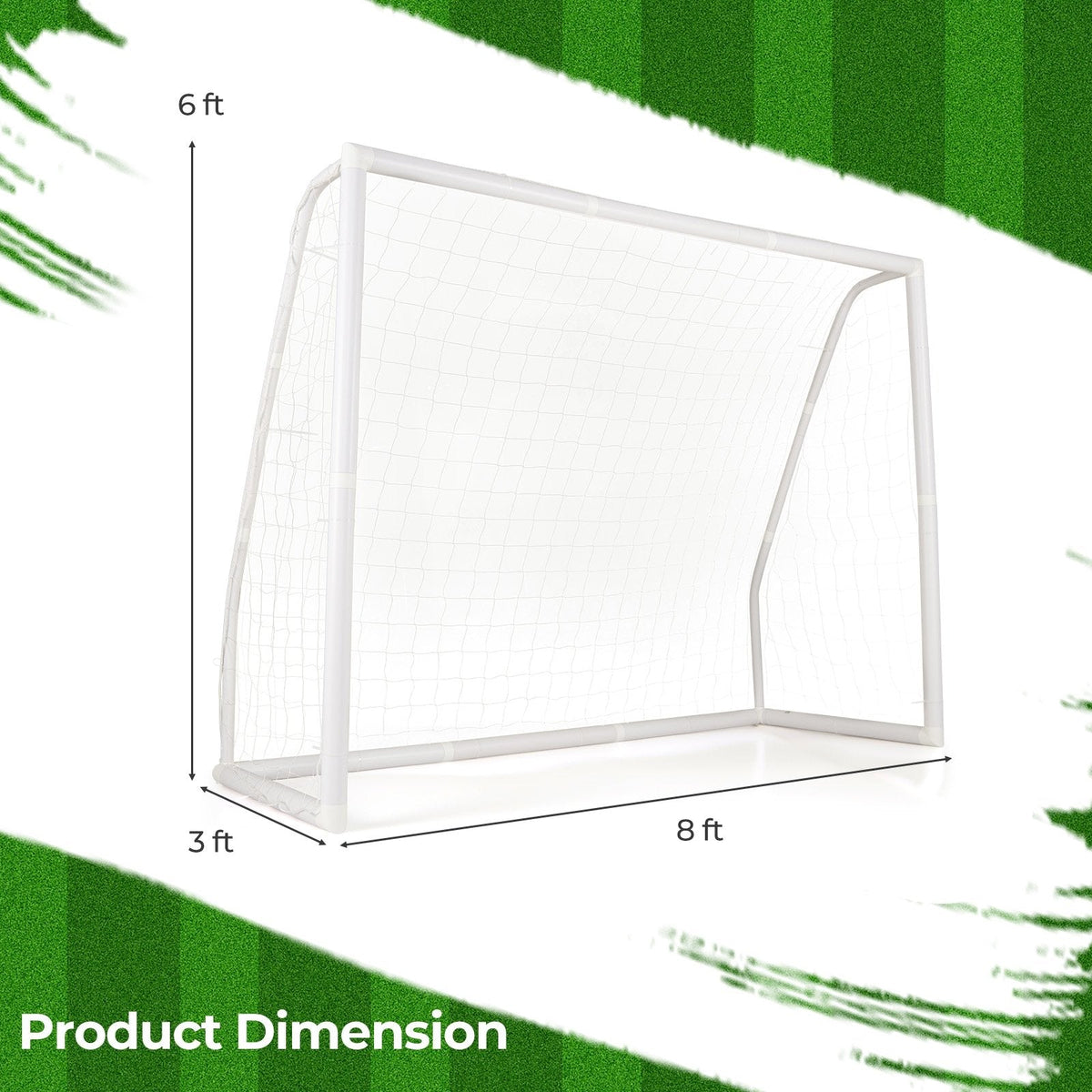 8 x 6 Ft Soccer Goal with Ground Stakes and Soccer Cones