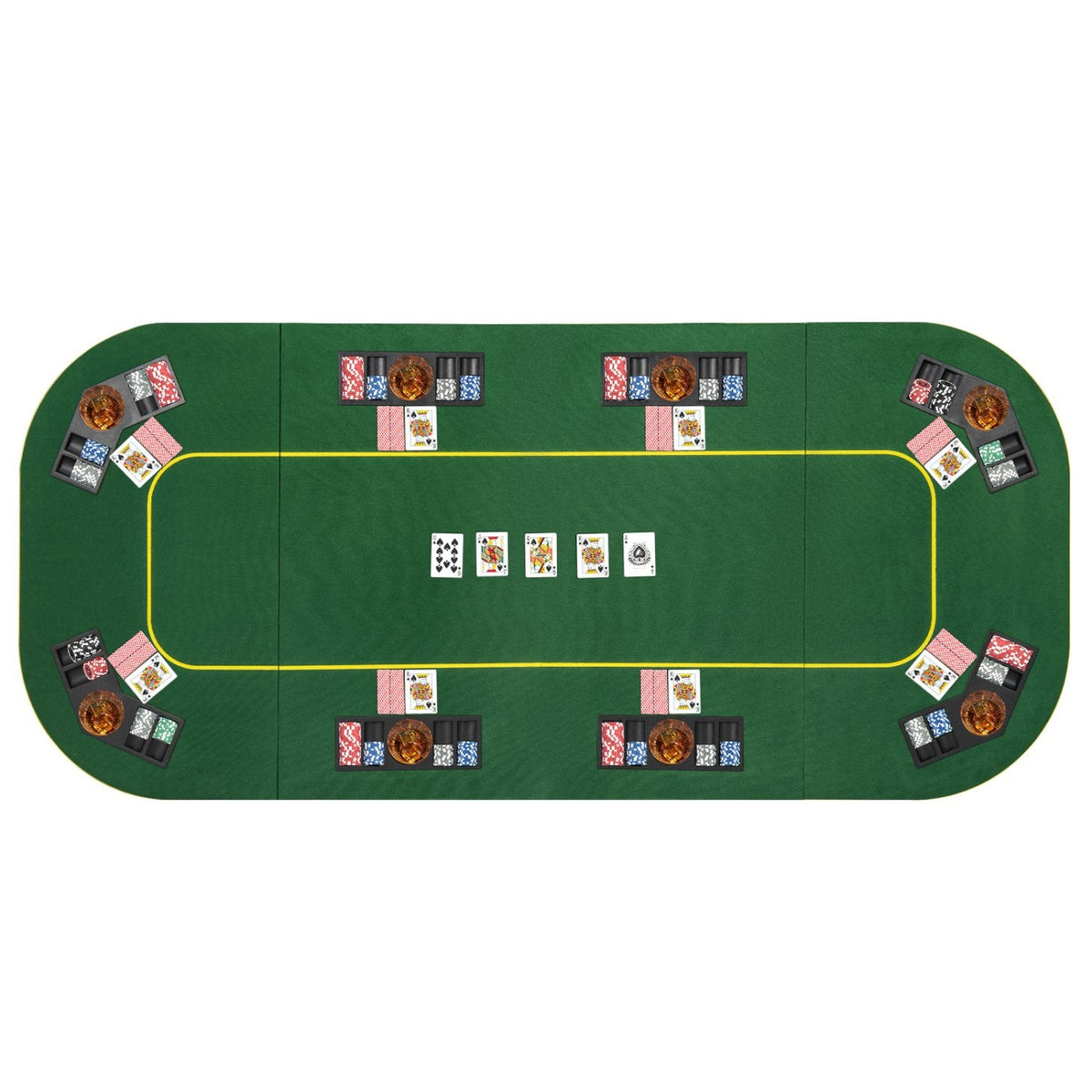 79 x 36 Inch 8-Player Foldable Poker Table Top with Carry Bag and Cup Holders
