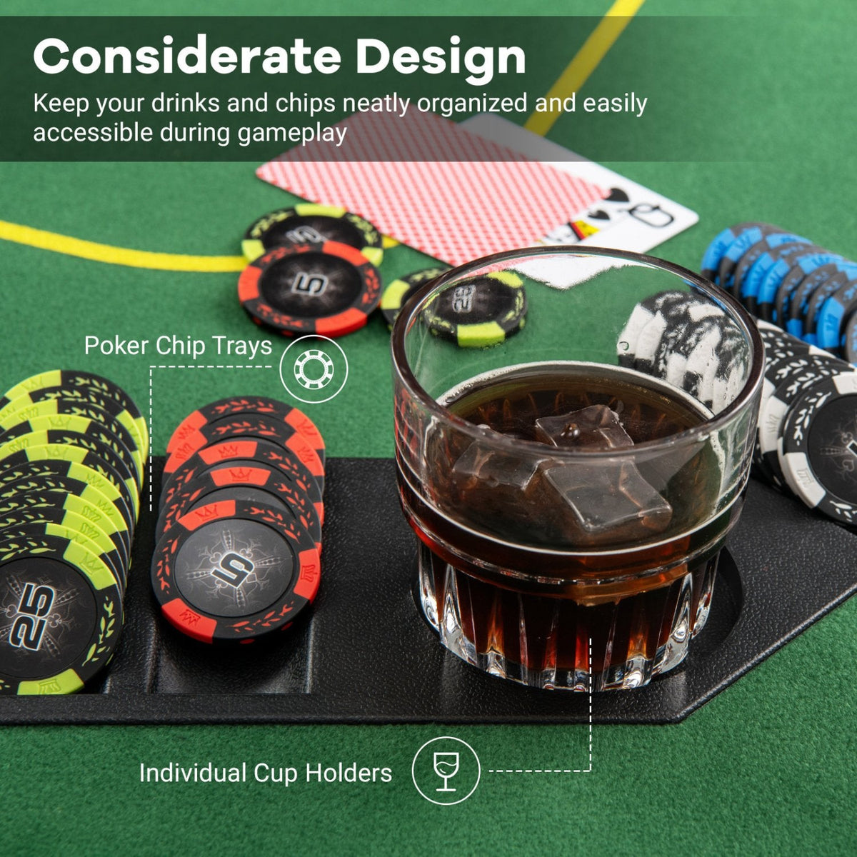 79 x 36 Inch 8-Player Foldable Poker Table Top with Carry Bag and Cup Holders