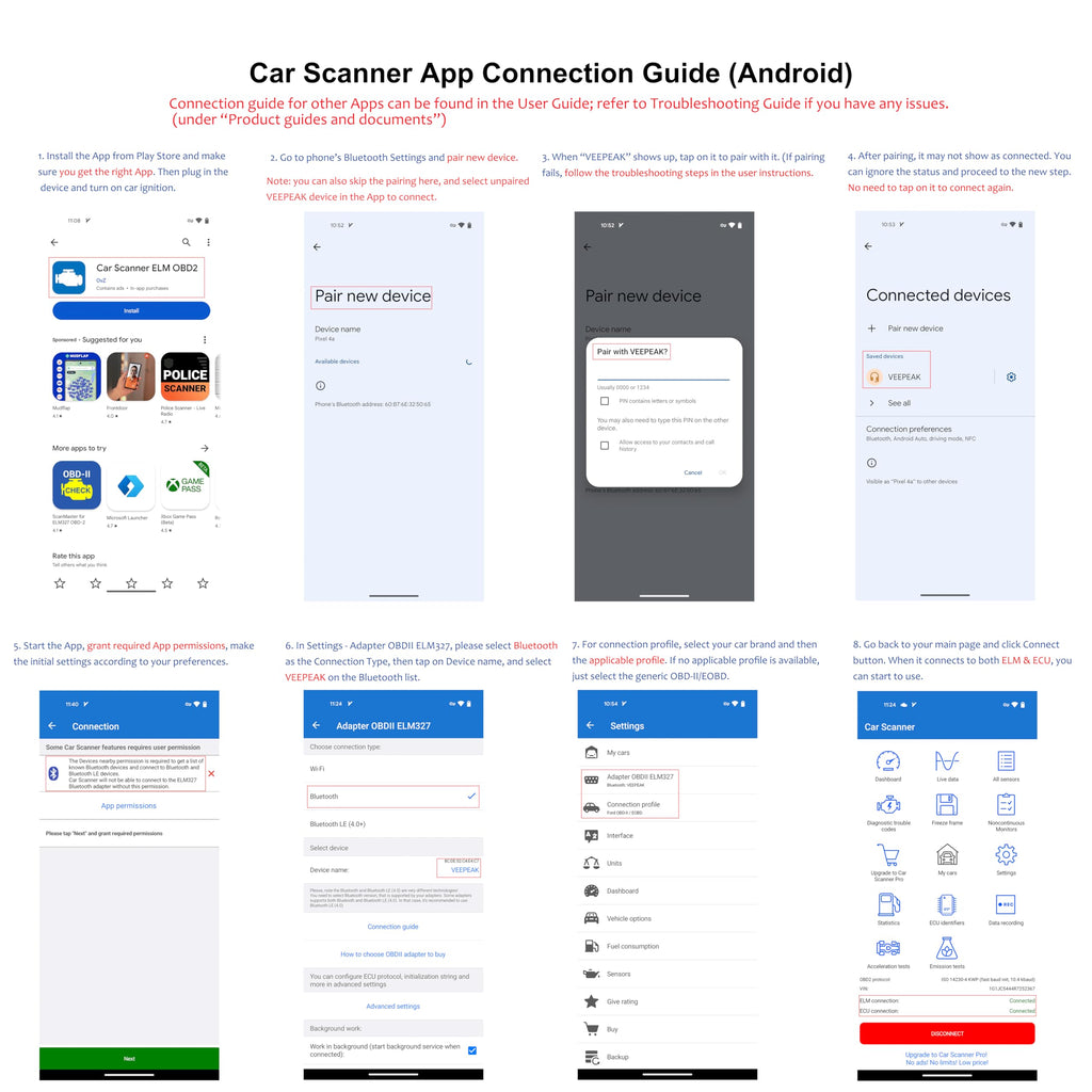 Veepeak OBDCheck BLE+ Bluetooth OBD II Scanner Car Check Engine Light Code Reader Auto Diagnostic Scan Tool for iOS & Android 🍁 All In One Marketplace Canada
