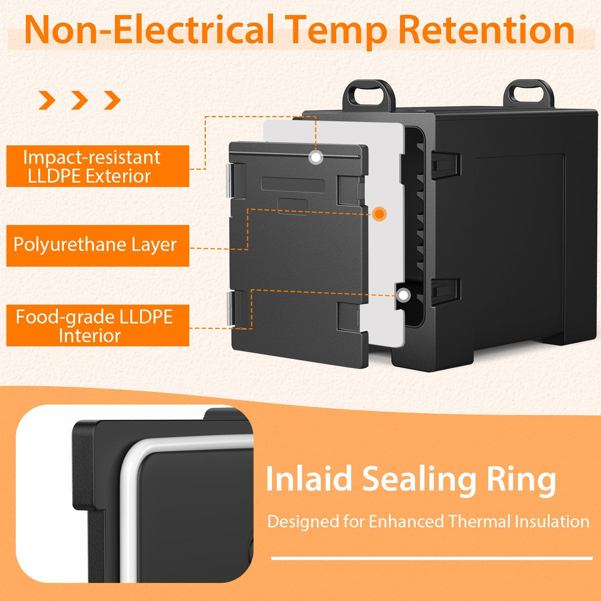 81 Quart Capacity End-loading Insulated Food Pan Carrier-Black