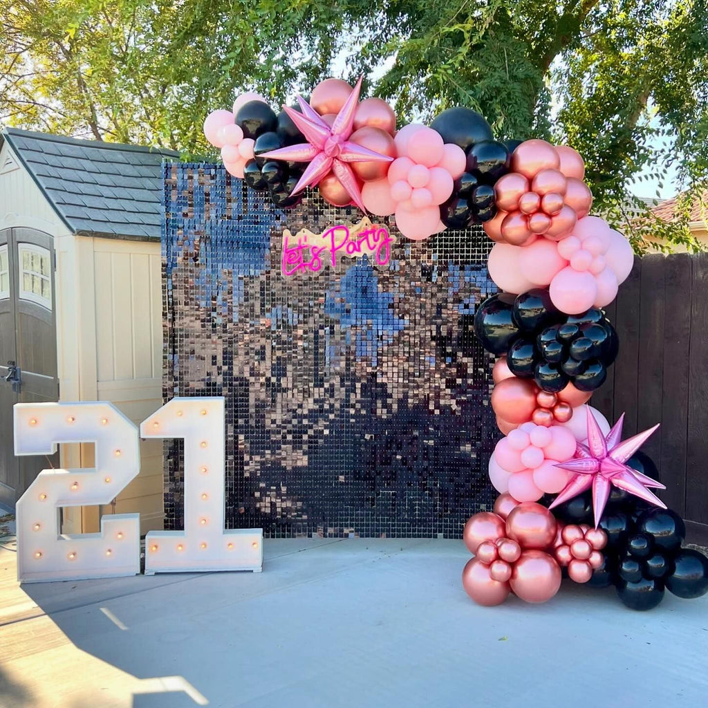 Black Shimmer Wall Backdrop 6FTx4FT Party Photo Backdrop Sequin Wall Backdrop for Anniversary Halloween Engagement Birthday Decorations