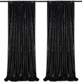 Black Sequin Backdrop 2 Panels 2FTx8FT Halloween Backdrop Curtains Party Decorations Birthday Wedding Photo Backdrop