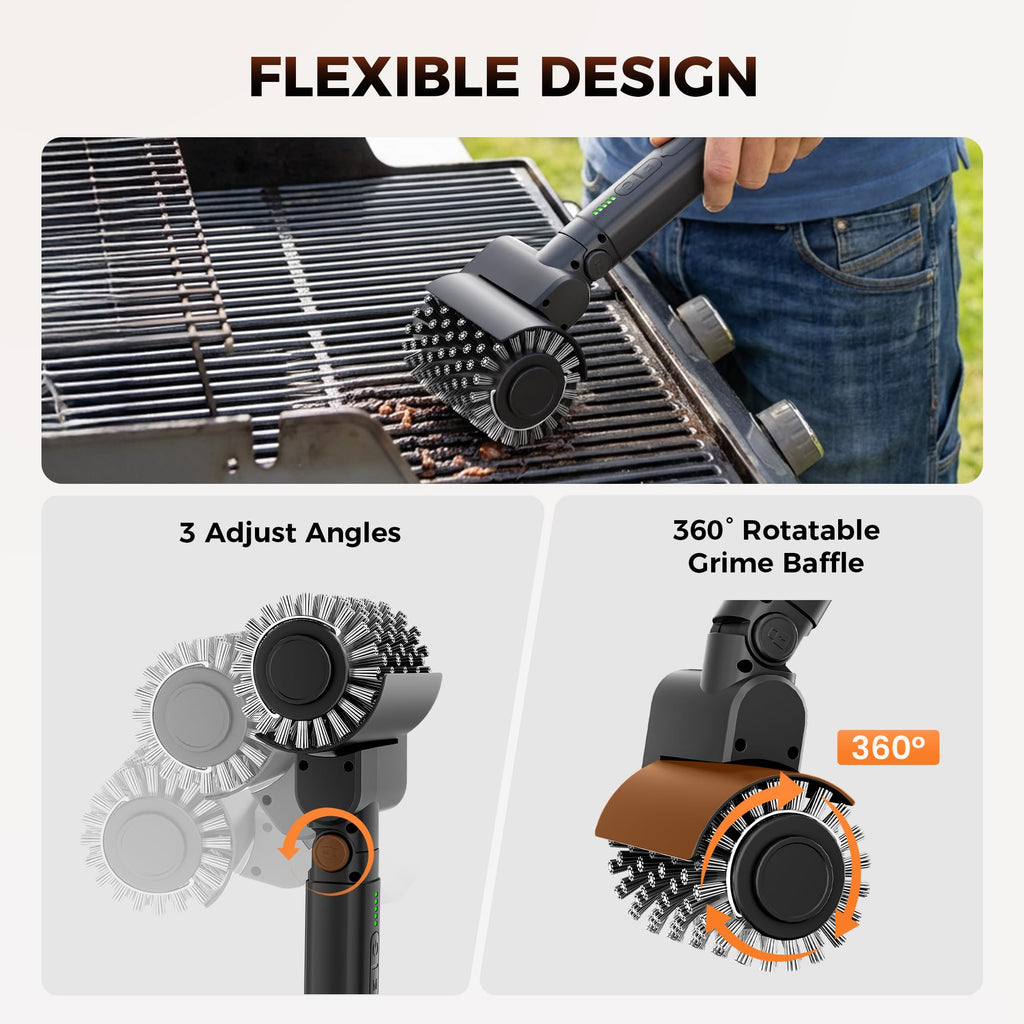 Leebein Electric Grill Brush for Outdoor, 2026 New BBQ Grill Cleaner with 3 Heads, 3-Speed & Angle Adjust Cordless Rotary Grill Brush, 150 Mins Runtime Grill Cleaning Brush for Barbecue Grates 🍁 All In One Marketplace Canada