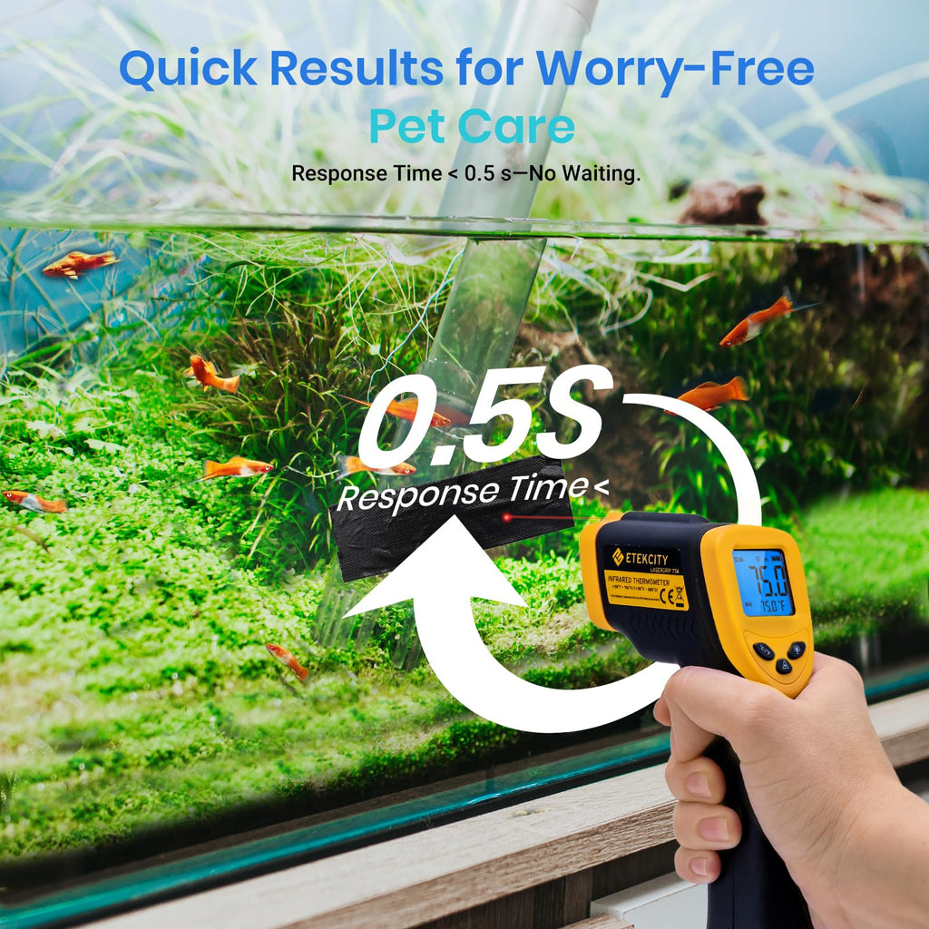 Etekcity Lasergrip 1080 Laser Thermometer Digital Infrared Thermometer Temperature Gun for Kitchen Cooking BBQ Grill and Bath Water, -58℉~1130℉ (-50℃～610℃), Yellow and Black 🍁 All In One Marketplace Canada