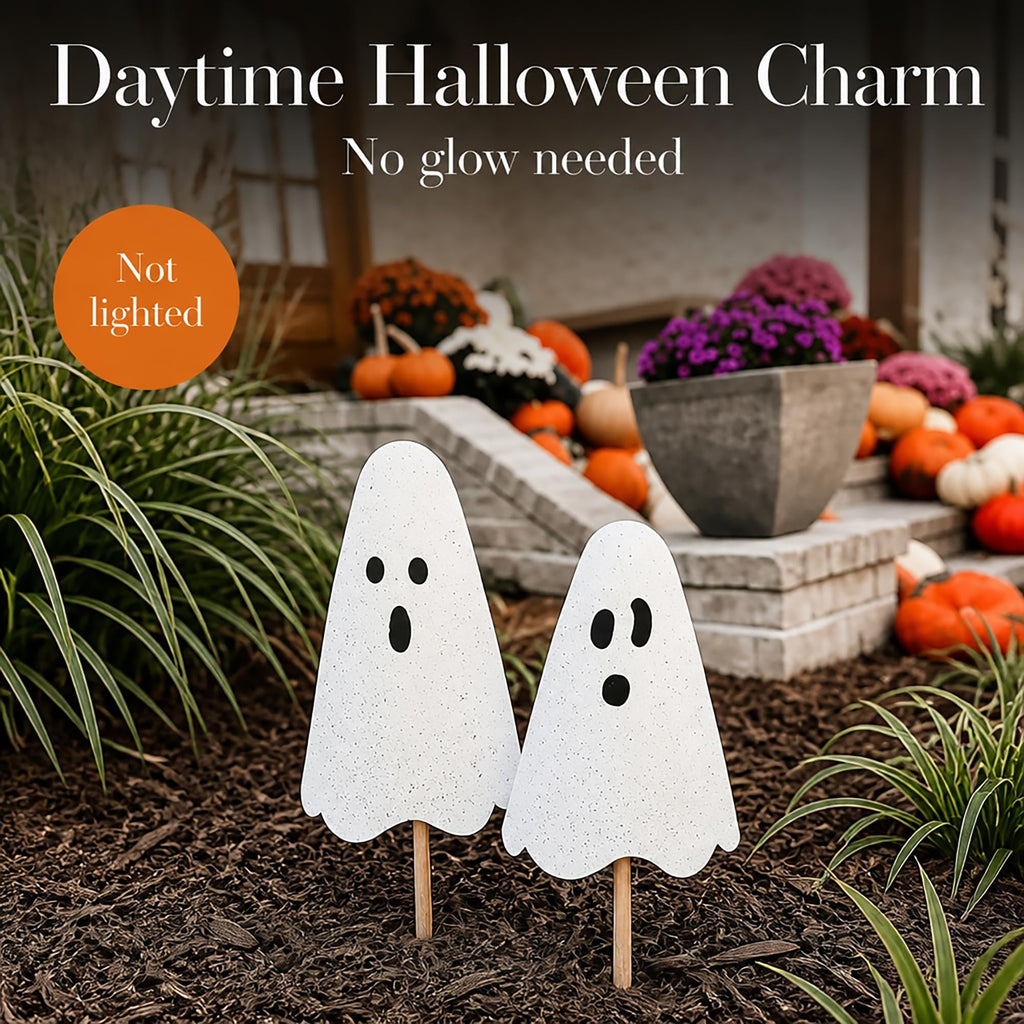 Mud Pie Halloween Metal Ghost Yard Signs, 24", 20"