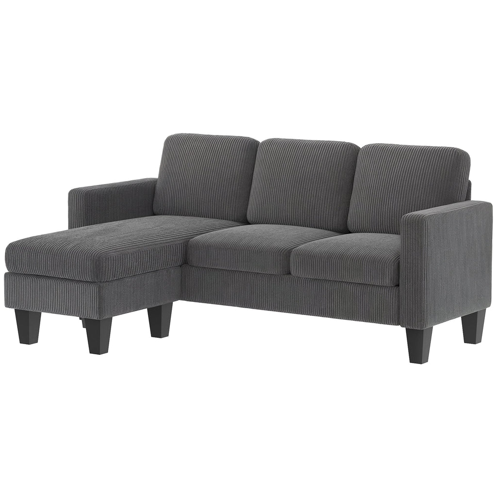 Sectional Sofa, L Shaped Couch, with Changeable Chaise or Ottoman, Dark Grey