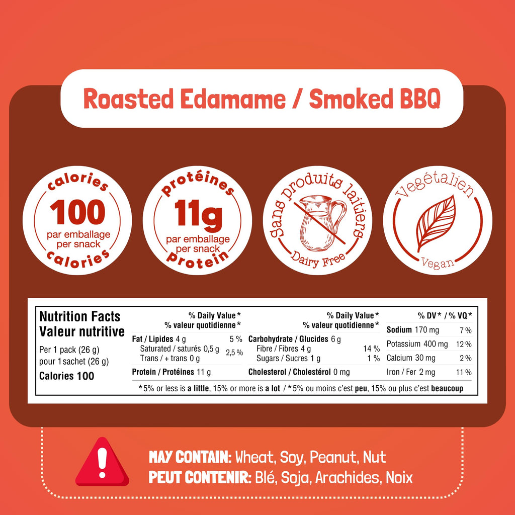 GoBeanz Crunchy Roasted Edamame, Tasty Smoked BBQ, High Protein Healthy Snack, For Adults & Kids, 20 Single Serve Packs, Low calorie, Low Sugar Plant Based, Salty Snacks 🍁 All In One Marketplace Canada