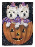 Caroline's Treasures PPP3205GF Westie Halloween Pumpkin Ride Flag Garden Size, Small, Multicolor