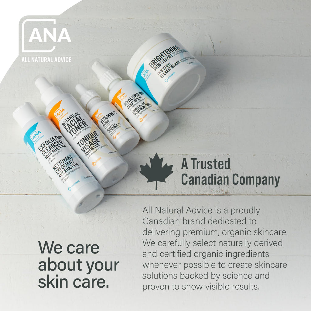 All Natural Advice Vitamin C Serum 60mL | 20% Vitamin C Face Serum Solution with Organic Botanicals, Hyaluronic Acid & Vitamin E | UV-Shielding Glass Bottle, Spray & Dropper | Canadian Skin Care 🍁 All In One Marketplace Canada