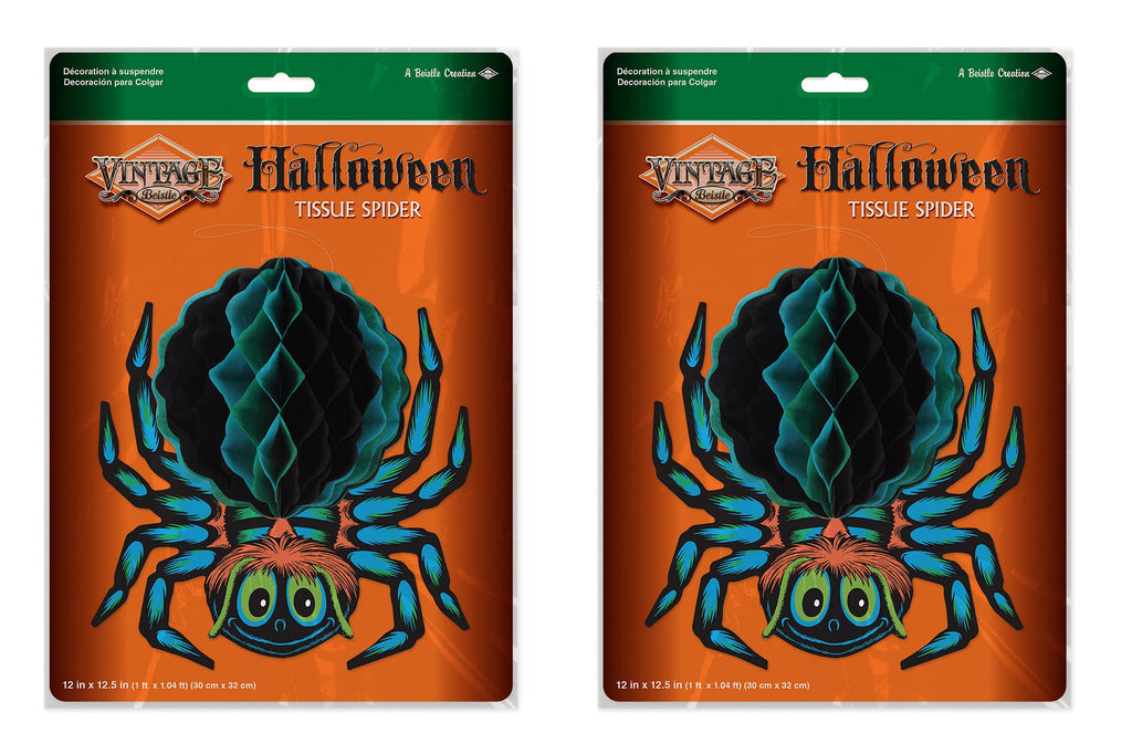 Vintage Halloween Tissue Spider - Pack of 2