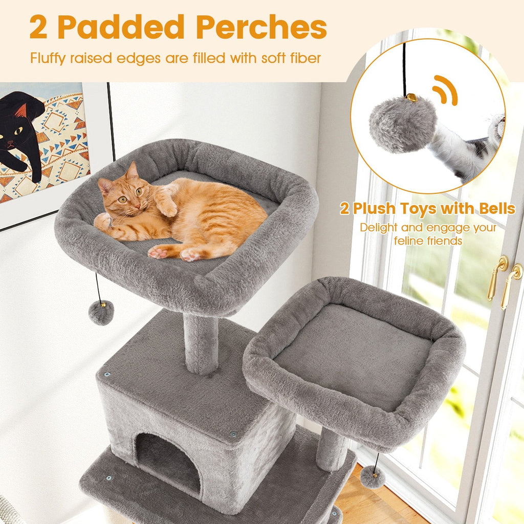 81 Inch Cat Tree with a Skylight Condo, a Porch Condo and Two Padded Perches
