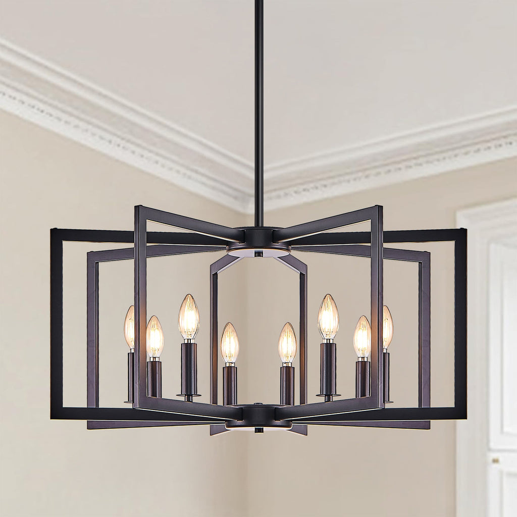 27-Inch Black Geometric 8-Light Chandelier (United States Delivery Only)