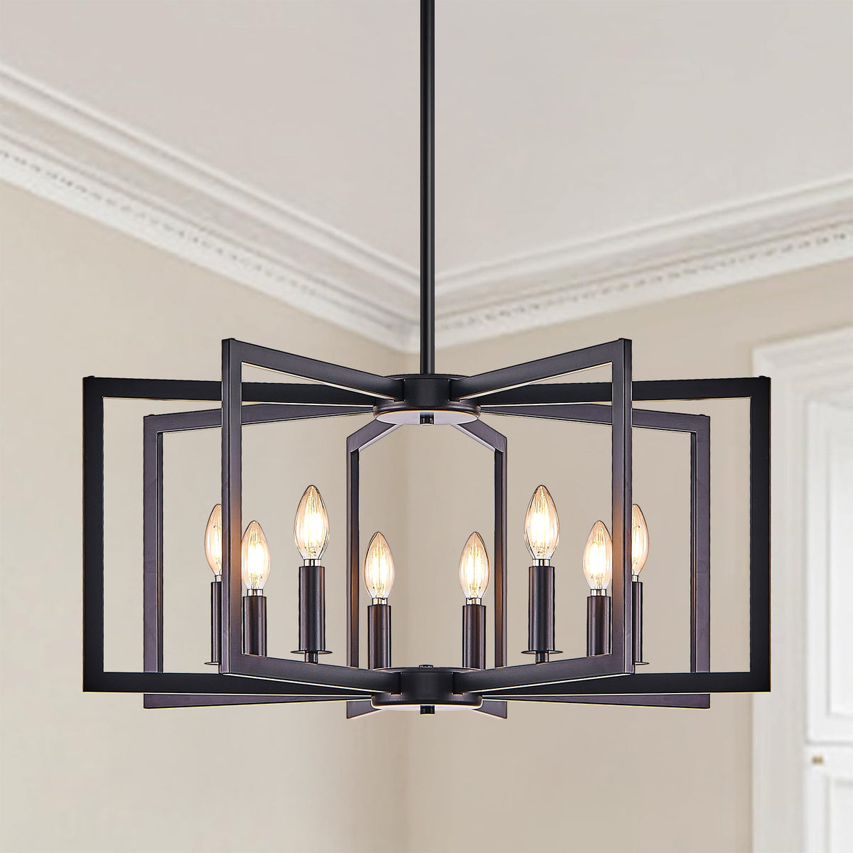 27-Inch Black Geometric 8-Light Chandelier (United States Delivery Only)